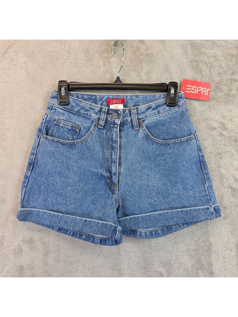 Vintage Esprit Shorts Womens 6 Blue Denim High Rise Cuffed 5 Pocket Casual